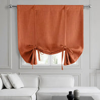 Desert Orange Textured Faux Linen Room Darkening Tie-Up Window Shade