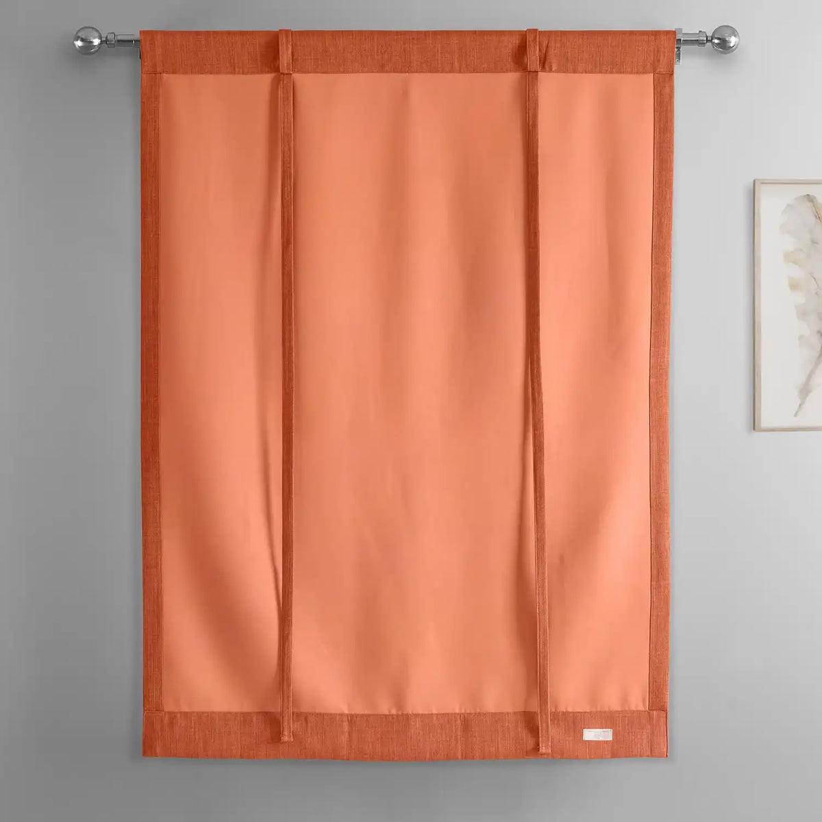 Desert Orange Textured Faux Linen Room Darkening Tie-Up Window Shade