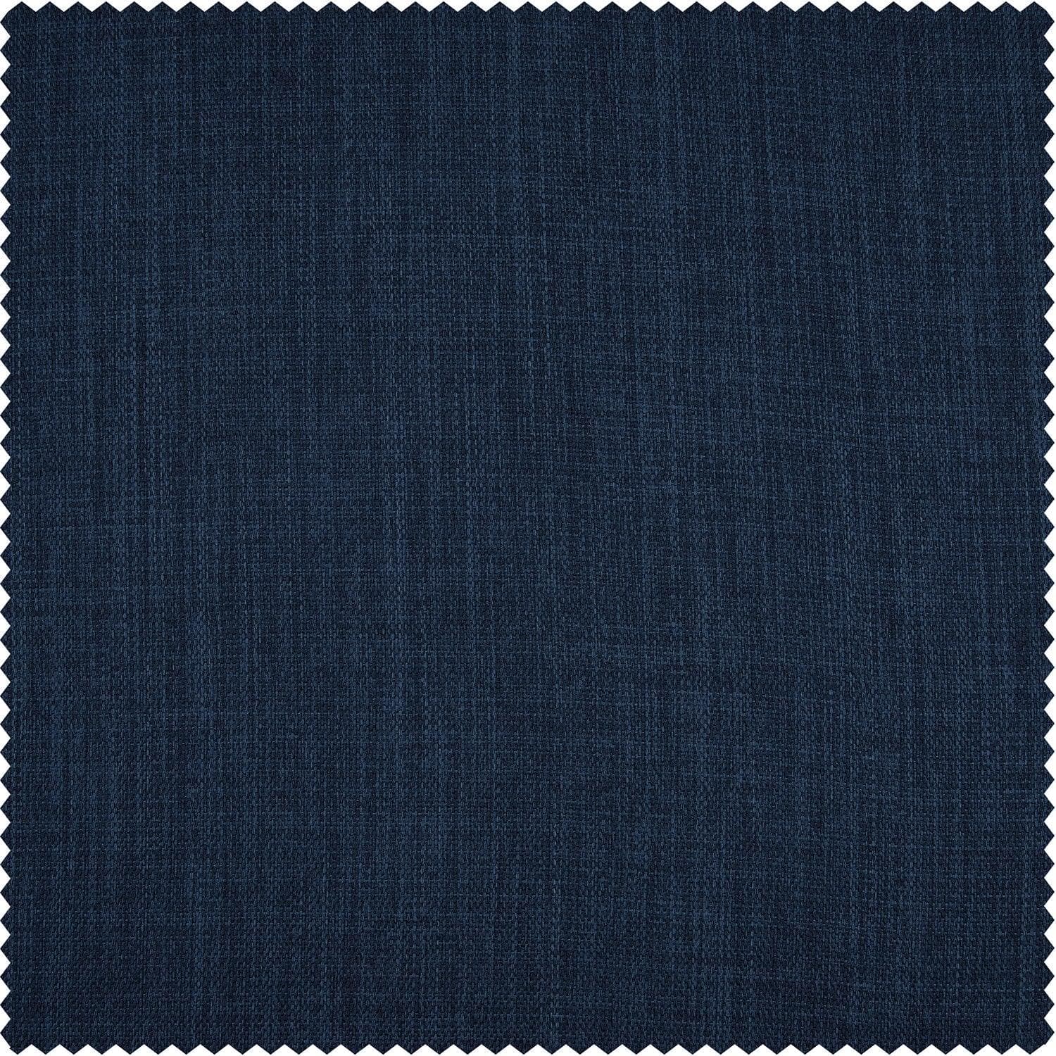 Indigo Textured Faux Linen Custom Curtain