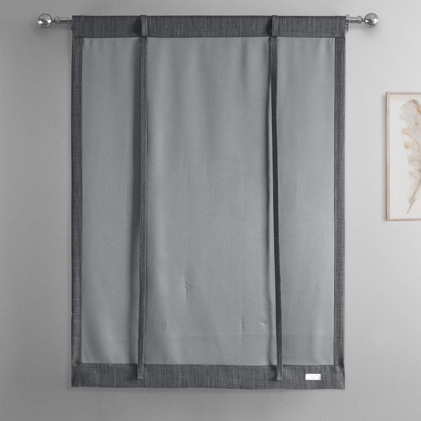 Dark Gravel Textured Faux Linen Tie-Up Window Shade - HalfPriceDrapes.com