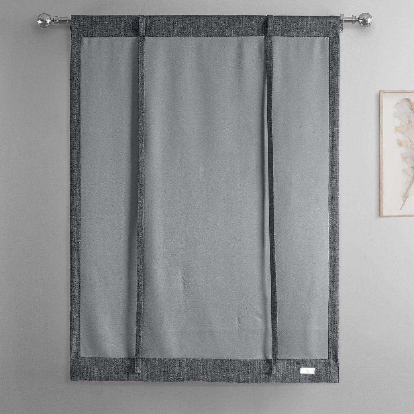Dark Gravel Textured Faux Linen Tie-Up Window Shade - HalfPriceDrapes.com