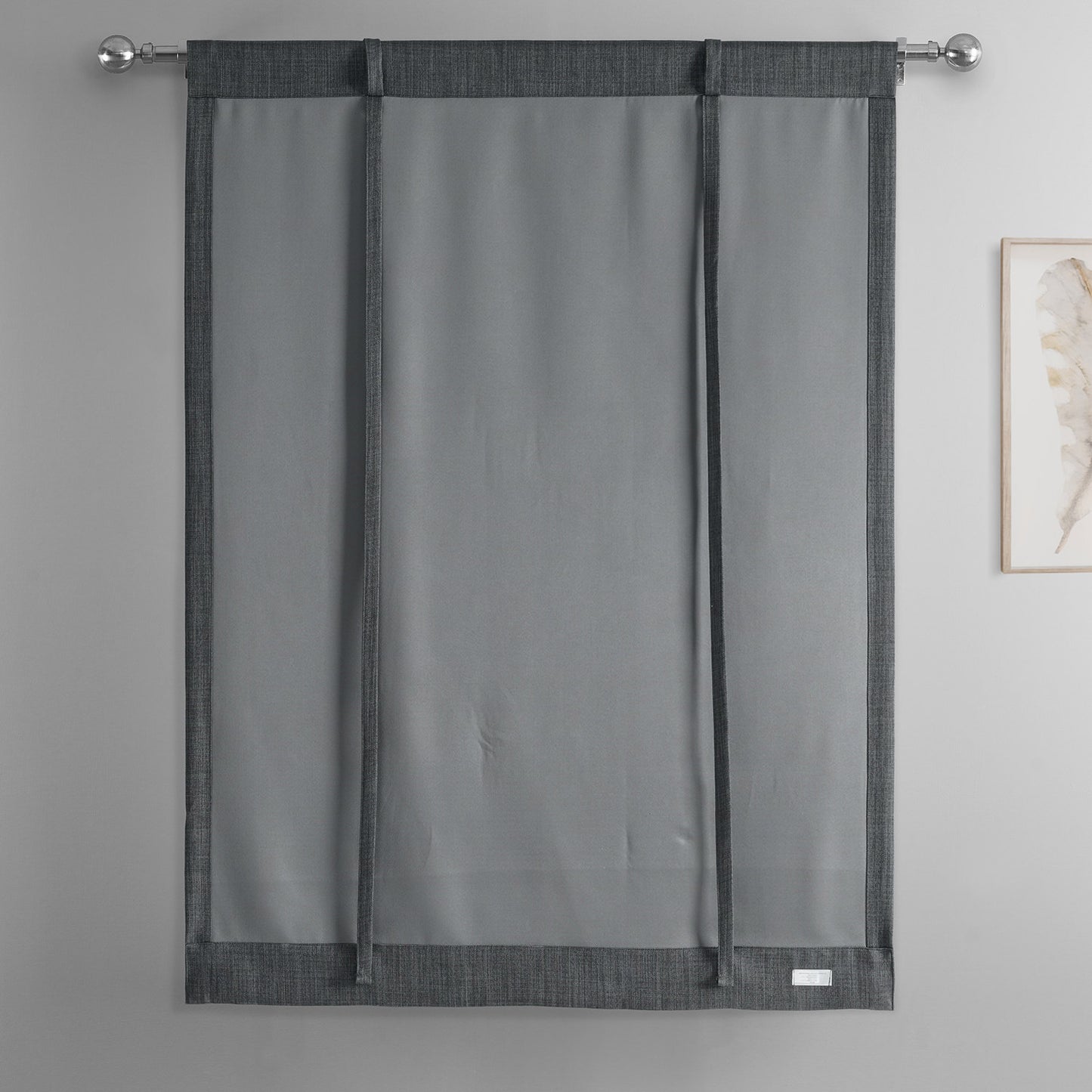 Dark Gravel Textured Faux Linen Room Darkening Tie-Up Window Shade