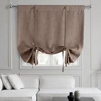 Dutch Cocoa Textured Faux Linen Room Darkening Tie-Up Window Shade
