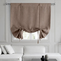Dutch Cocoa Textured Faux Linen Room Darkening Tie-Up Window Shade