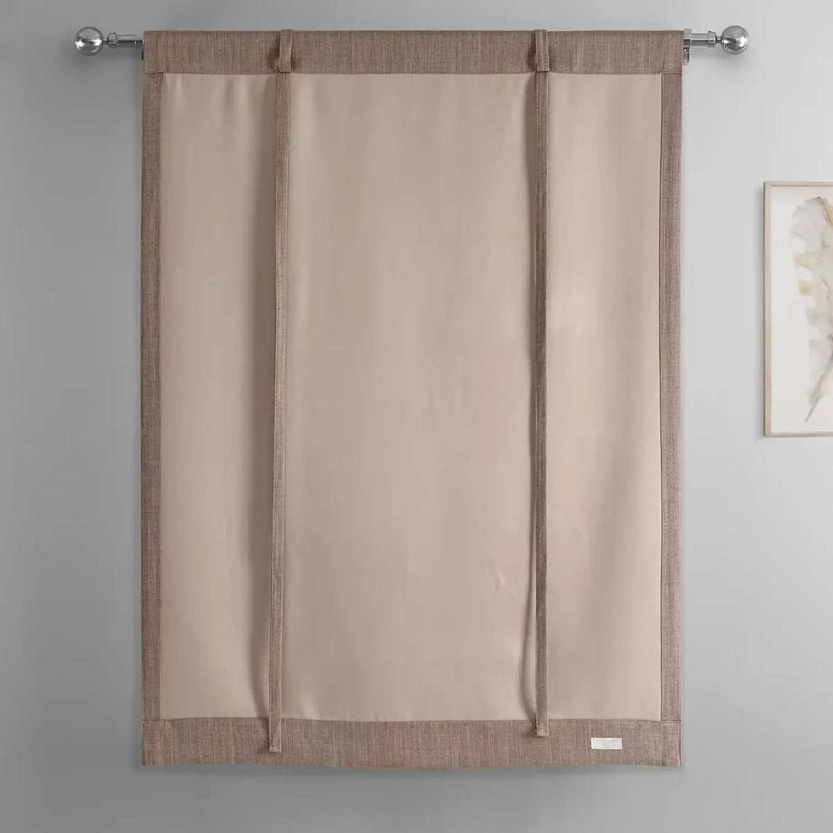 Dutch Cocoa Textured Faux Linen Room Darkening Tie-Up Window Shade