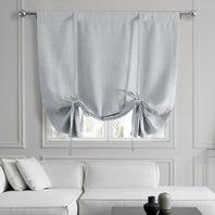 Heather Grey Textured Faux Linen Room Darkening Tie-Up Window Shade