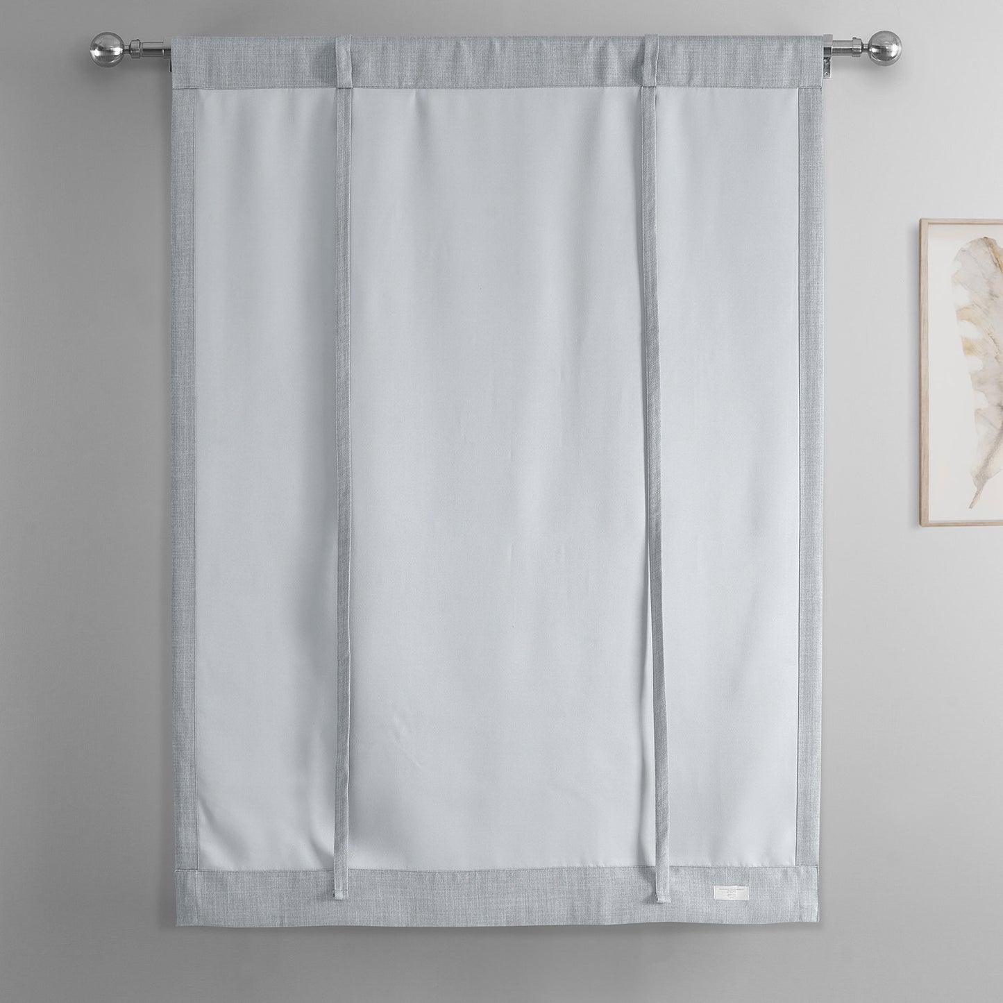 Heather Grey Textured Faux Linen Room Darkening Tie-Up Window Shade
