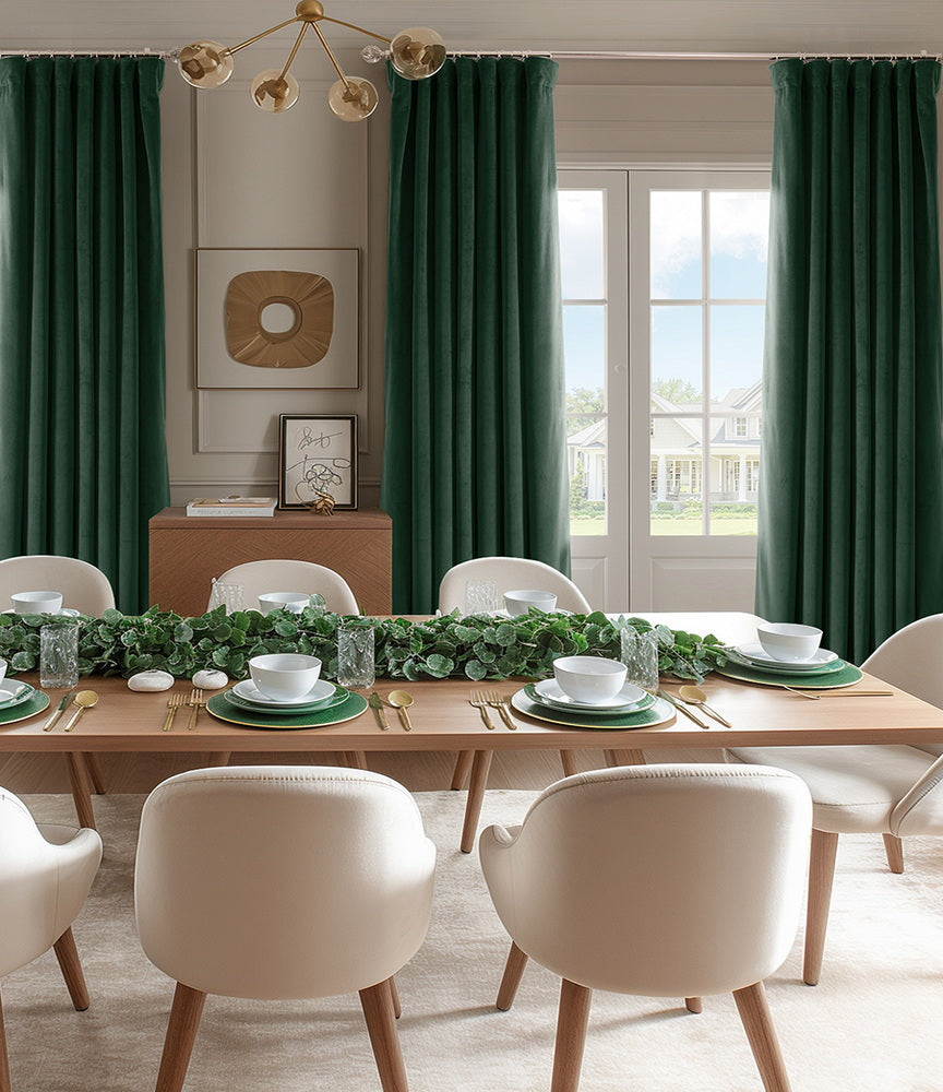 Blackforest Green Signature Velvet Custom Curtain