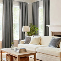 Blazer Grey Textured Faux Linen Custom Curtain