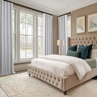 Mist White Bellino Textured Faux Linen Custom Curtain
