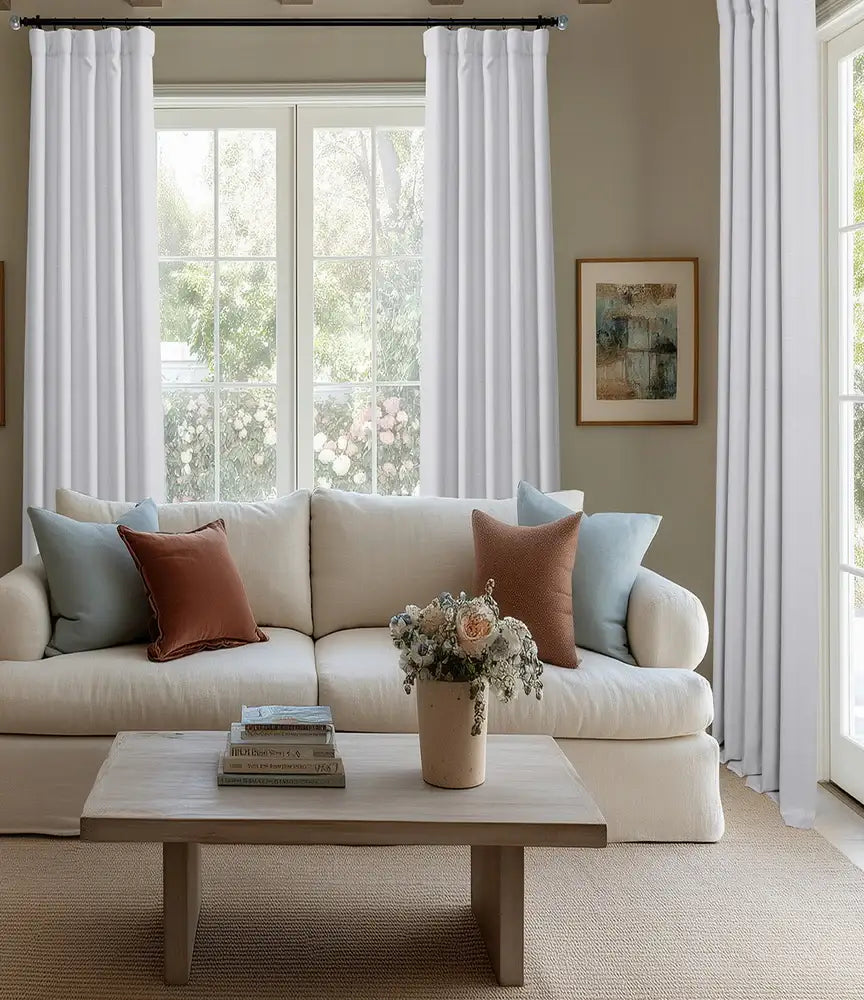 Chalk White Textured Bellino Custom Curtain