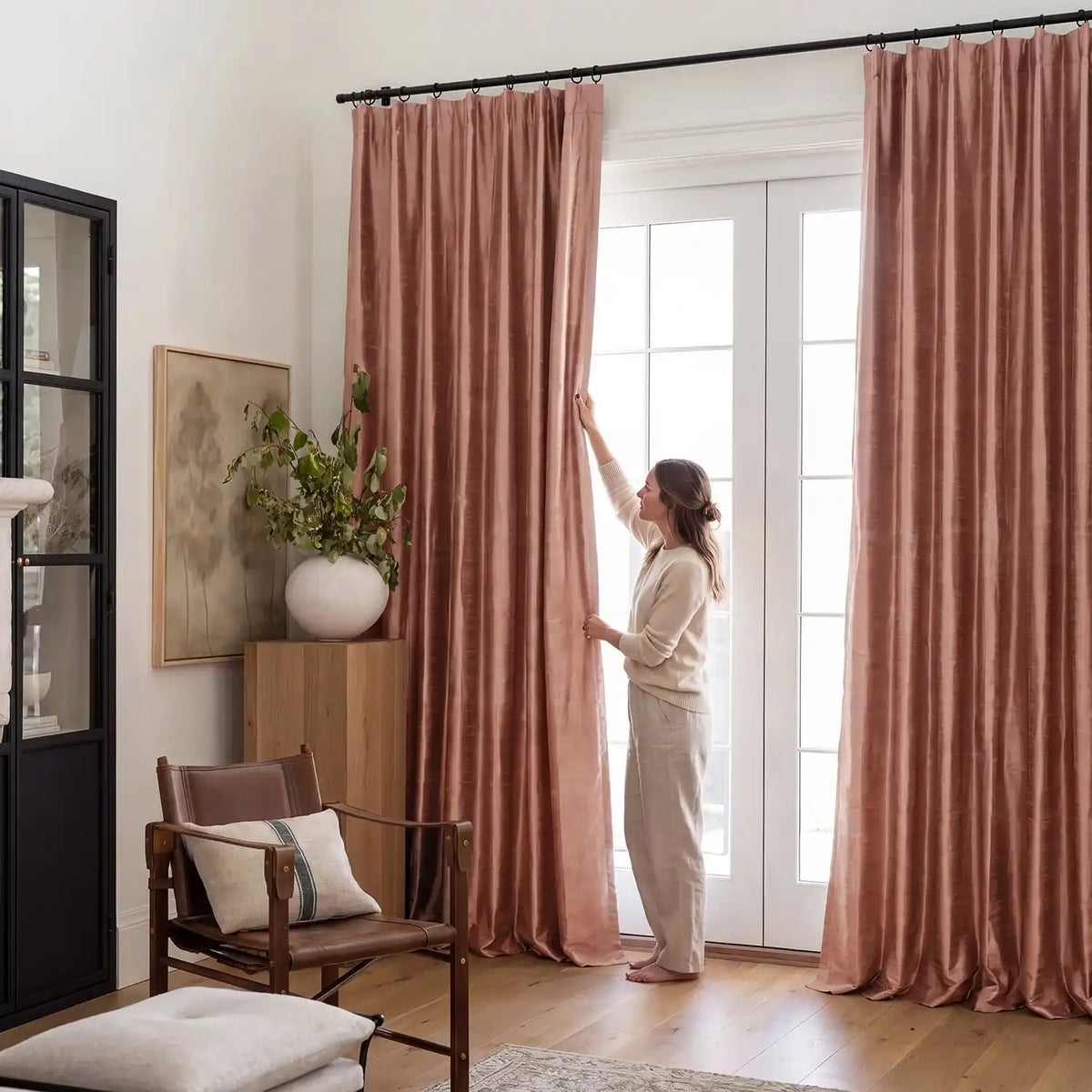 Sugar Maple Textured Dupioni Silk Room Darkening Curtain