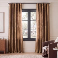 Mocha Textured Dupioni Silk Room Darkening Curtain