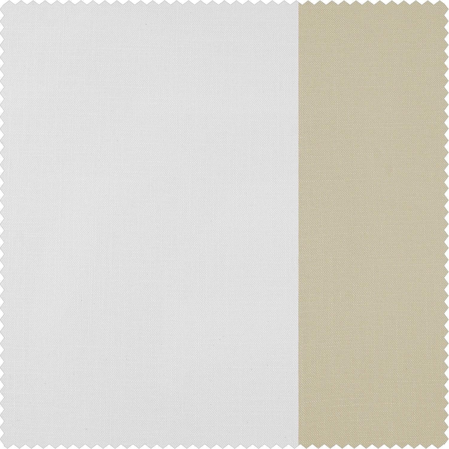 White & Beige Bold Frame Bordered Dune Textured Cotton Room Darkening Curtain