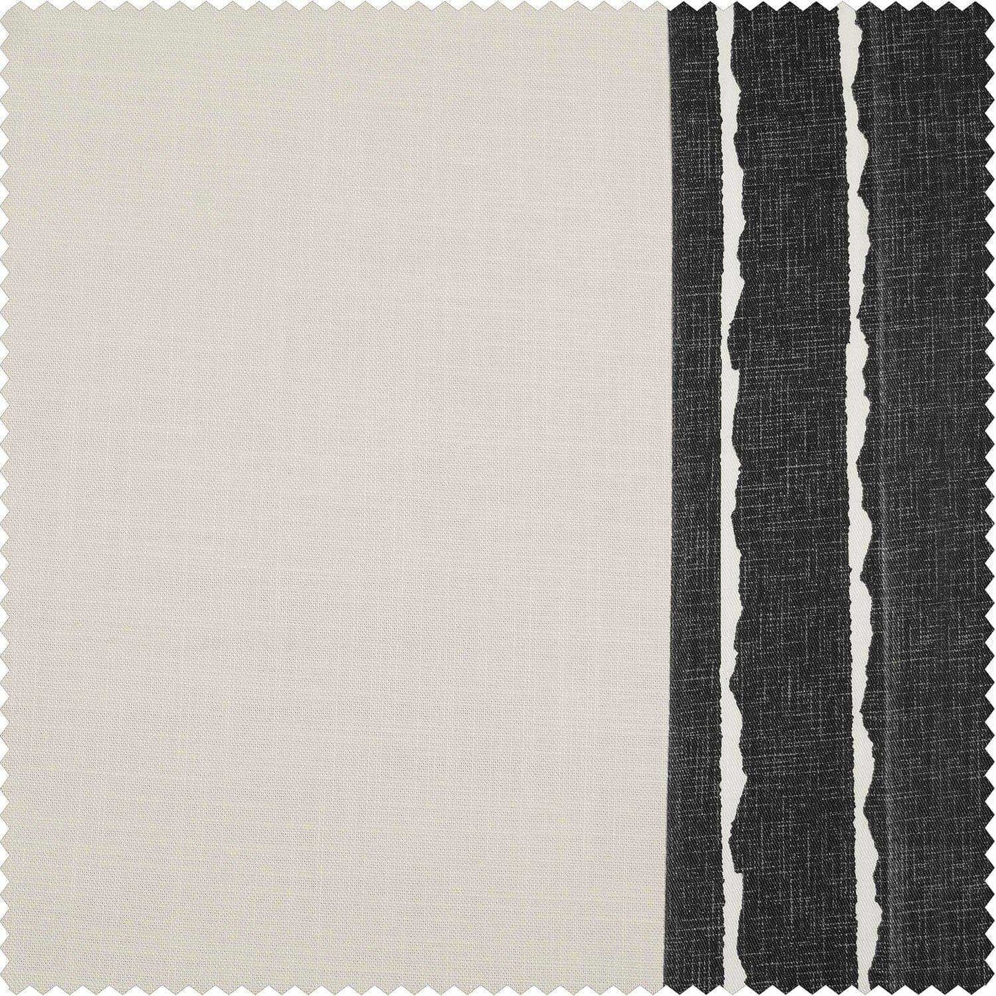 Sharkskin Black Bordered Cotton Swatch - HalfPriceDrapes.com