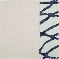 Ellis Blue Bordered Cotton Swatch - HalfPriceDrapes.com