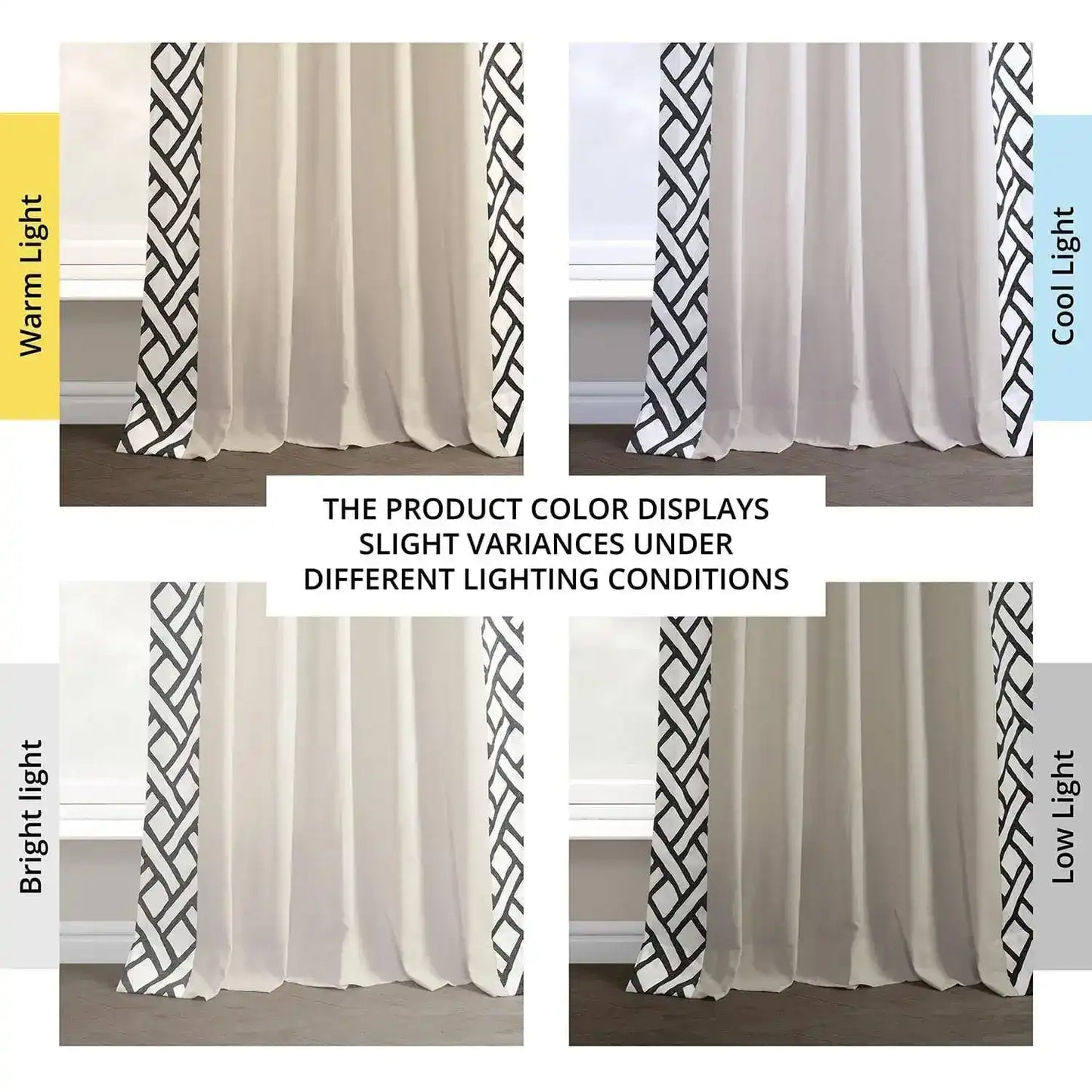 Garden Path Black Bordered Cotton Curtain - HalfPriceDrapes.com