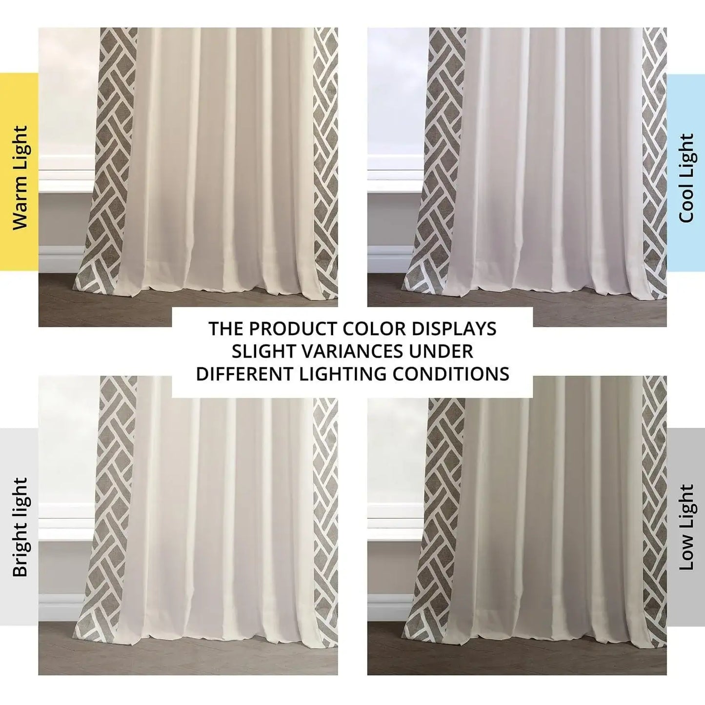 Martinique Taupe Bordered Cotton Curtain - HalfPriceDrapes.com