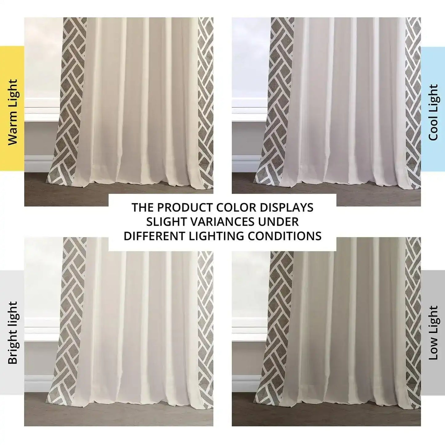 Martinique Taupe Bordered Cotton Curtain - HalfPriceDrapes.com