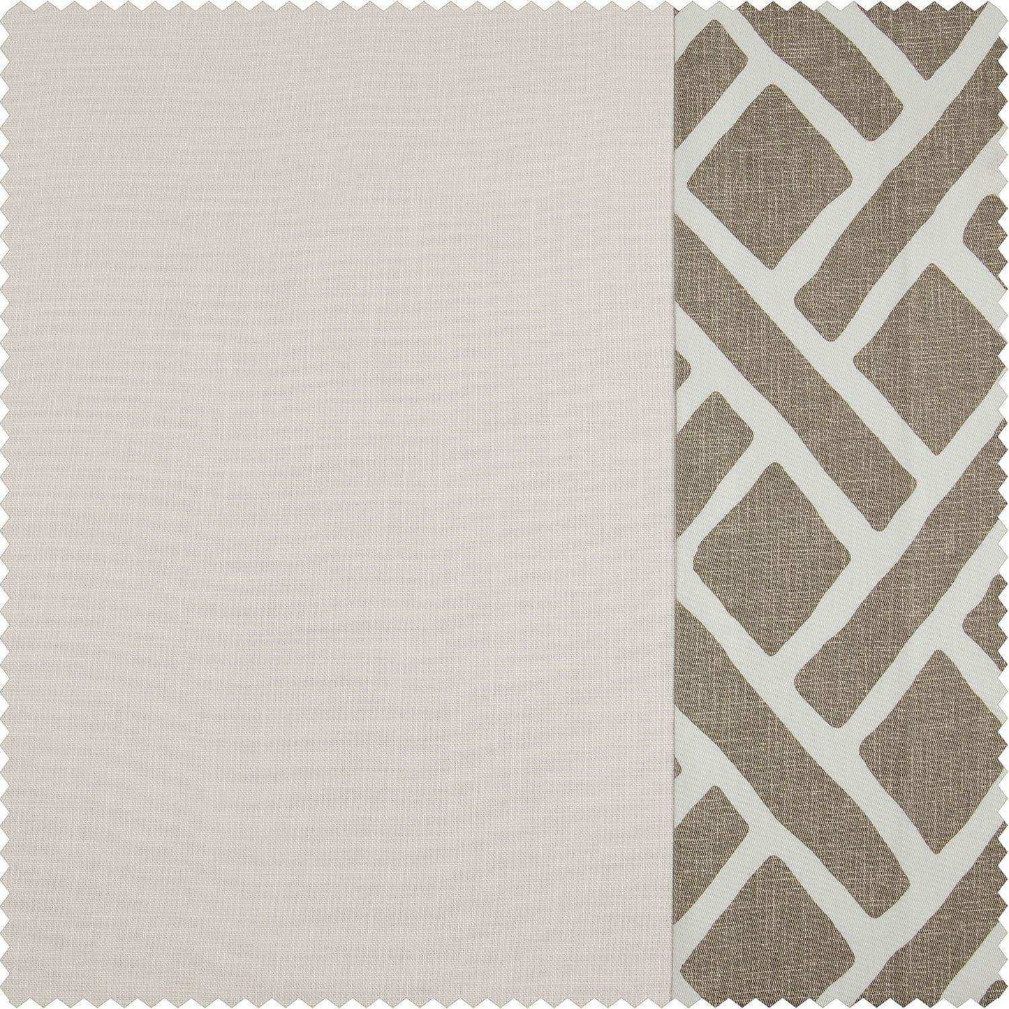 Martinique Taupe Bordered Cotton Swatch - HalfPriceDrapes.com