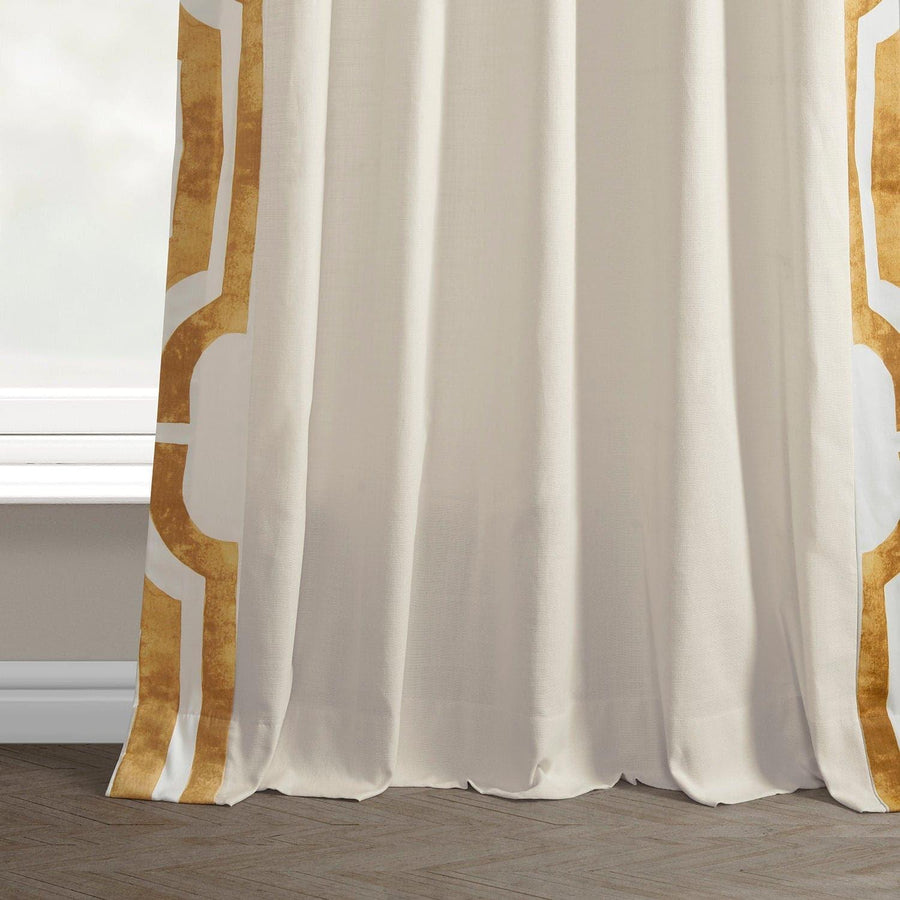 Mecca Gold Bordered Cotton Curtain - HalfPriceDrapes.com