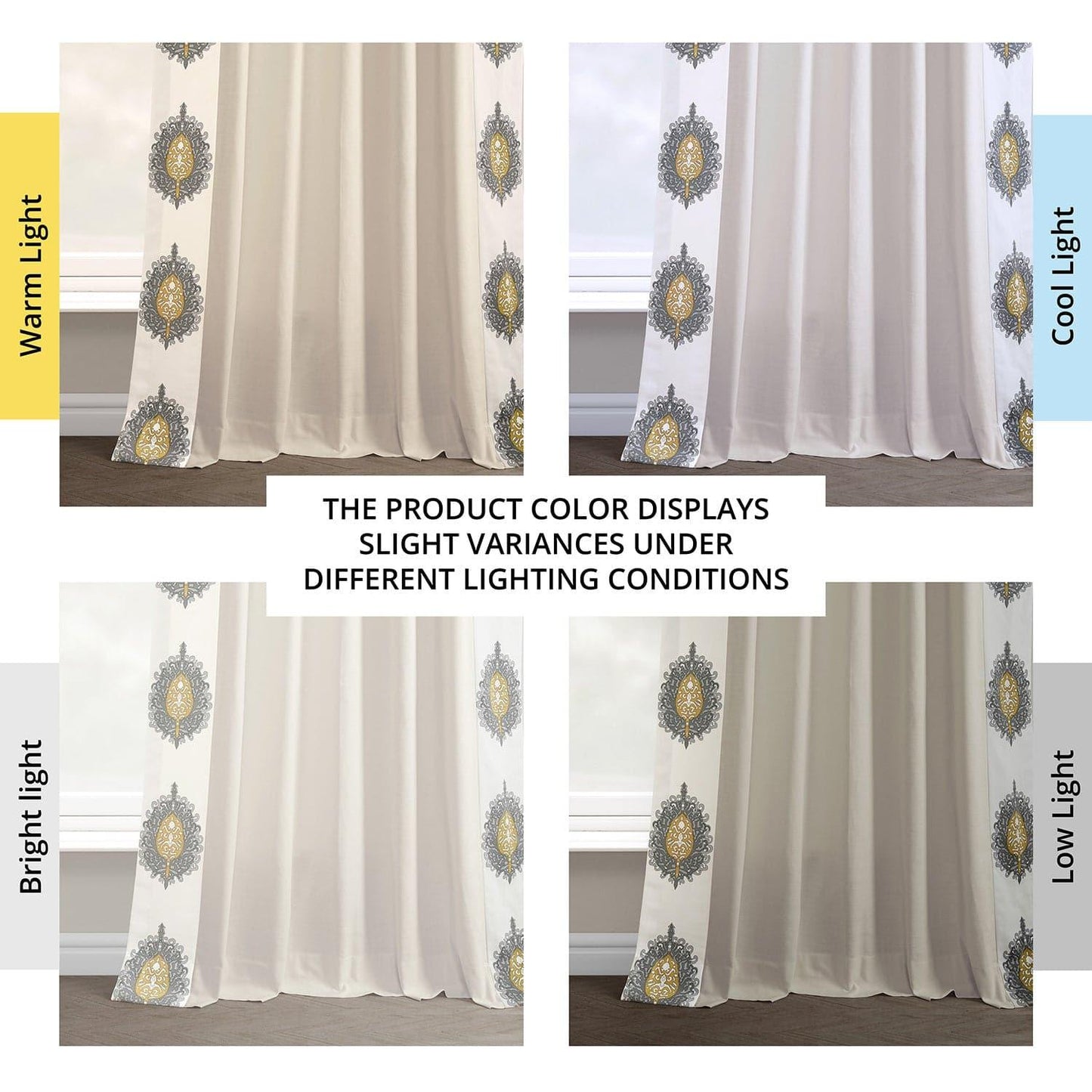 Mayan Gold Bordered Cotton Curtain - HalfPriceDrapes.com
