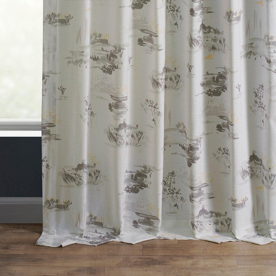 Patches Grey Textured Printed Cotton Light Filtering Curtain - HalfPriceDrapes.com
