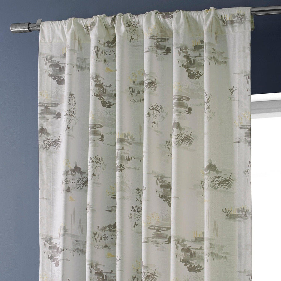 Patches Grey Textured Printed Cotton Room Darkening Curtain - HalfPriceDrapes.com