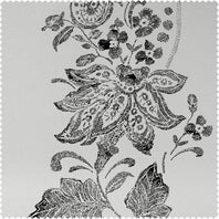 Lotus Black Textured Printed Cotton Room Darkening Swatch - HalfPriceDrapes.com