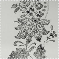 Lotus Black Textured Printed Cotton Room Darkening Swatch - HalfPriceDrapes.com