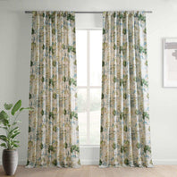 Grove Teal Blue Textured Printed Cotton Room Darkening Curtain - HalfPriceDrapes.com