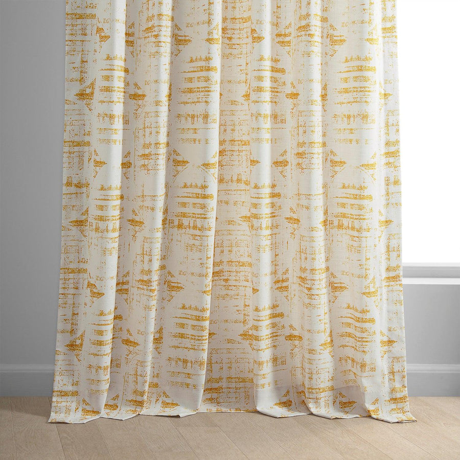 Rock Marigold Textured Printed Cotton Light Filtering Curtain - HalfPriceDrapes.com