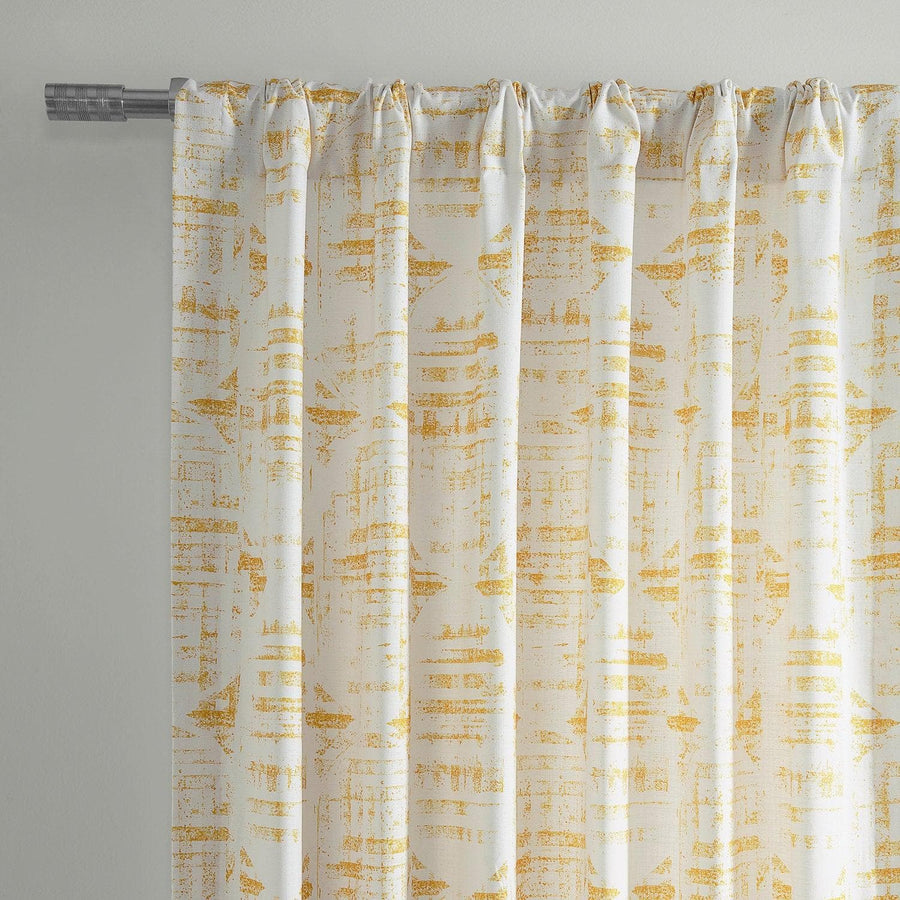 Rock Marigold Textured Printed Cotton Room Darkening Curtain - HalfPriceDrapes.com