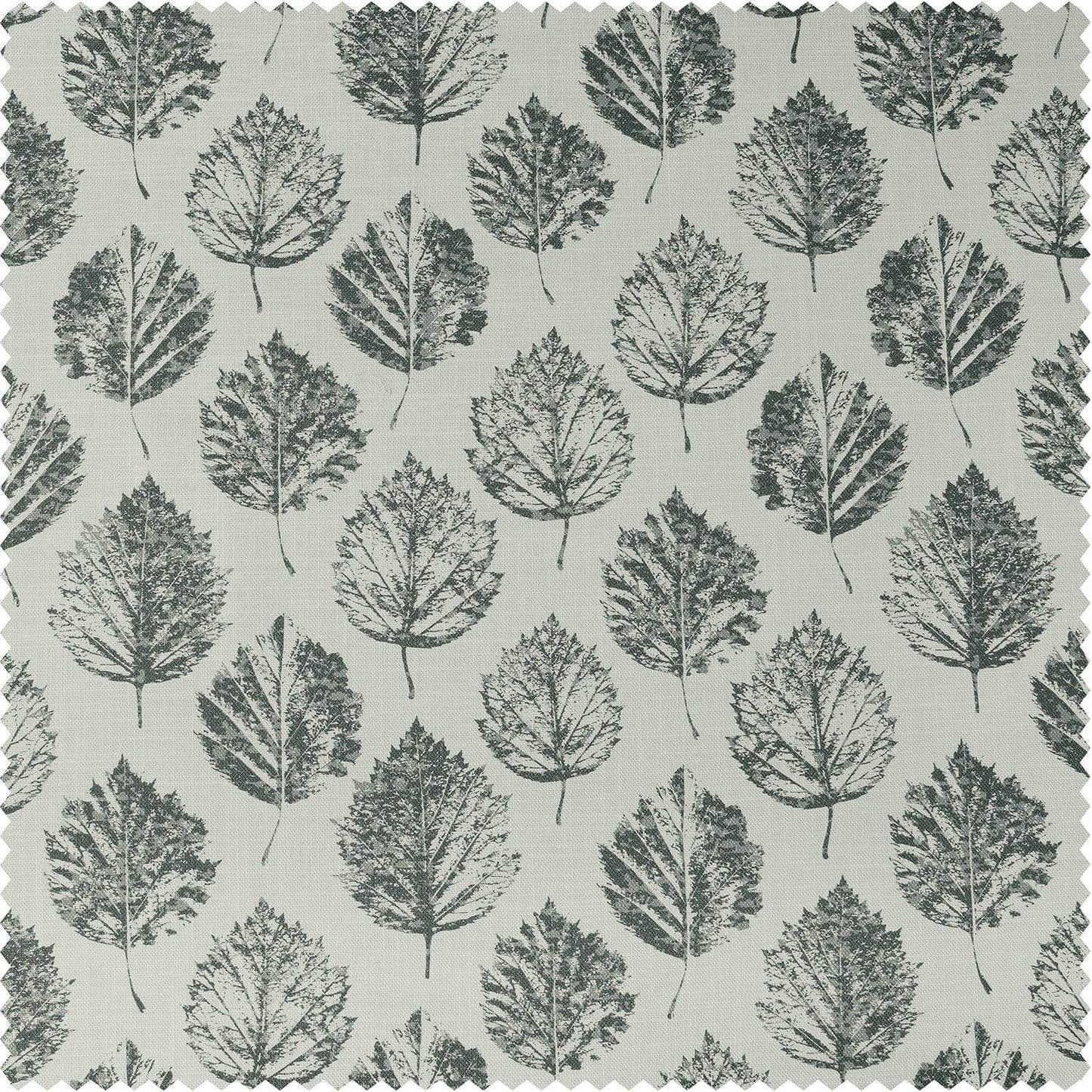 Elm Leaf Black Textured Printed Cotton Room Darkening Swatch - HalfPriceDrapes.com