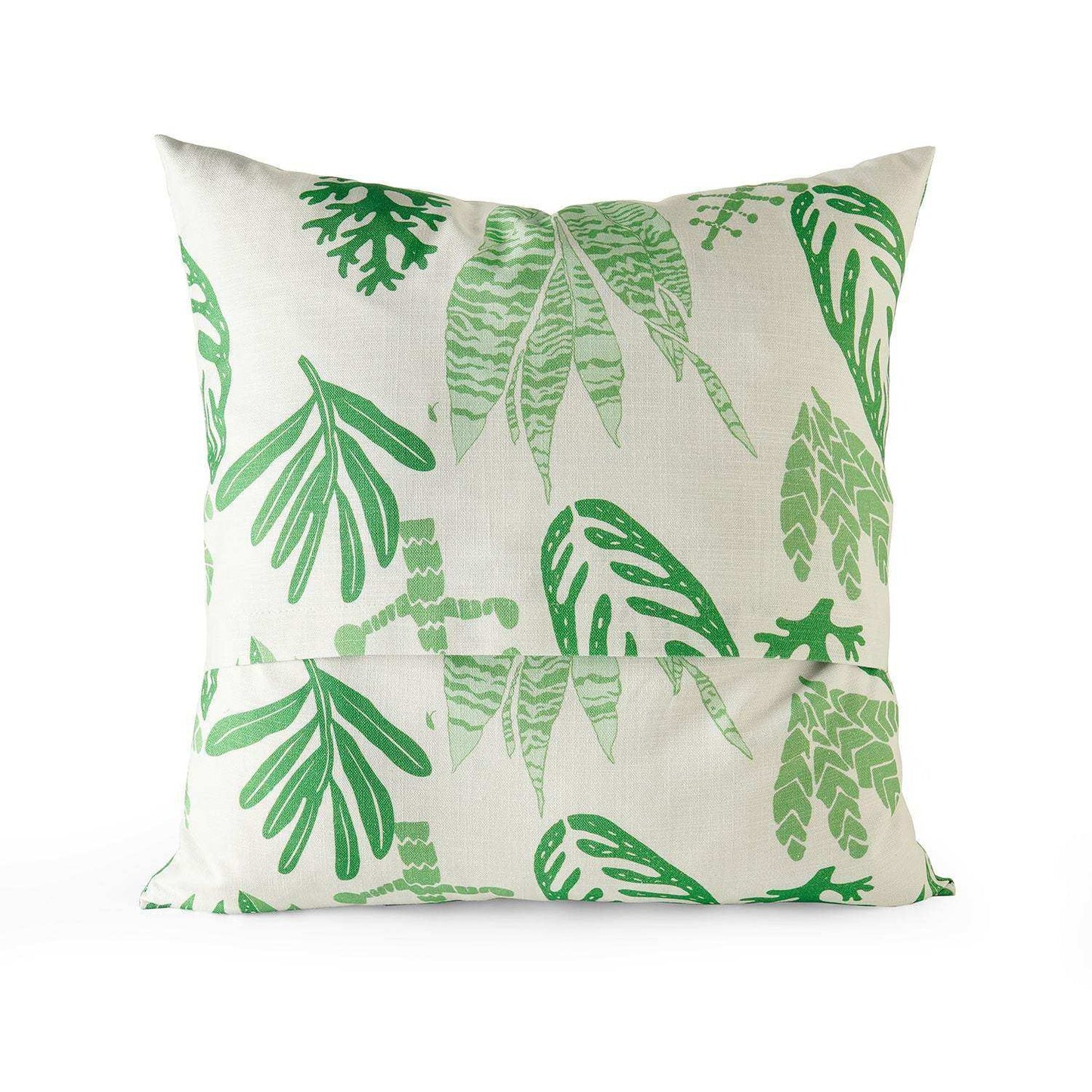 Palm Beach Green Floral Textured Printed Cotton Cushion Covers - Pair