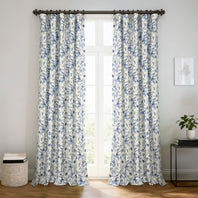 Blue Willow Arbor Floral Floral Dune Cotton Textured Printed Room Darkening Curtain