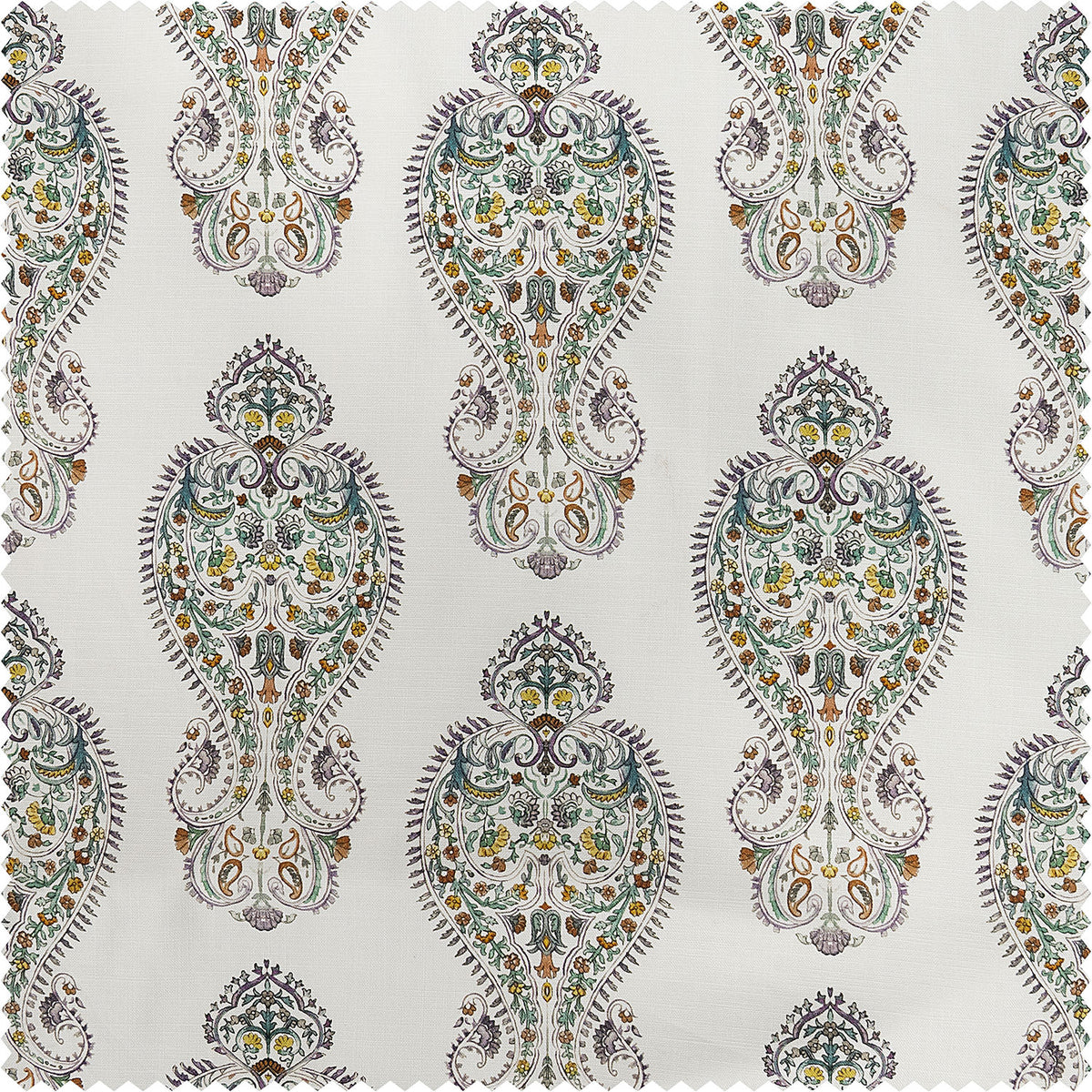 Mughal Medallion Paisley Dune Cotton Textured Printed Custom Curtain