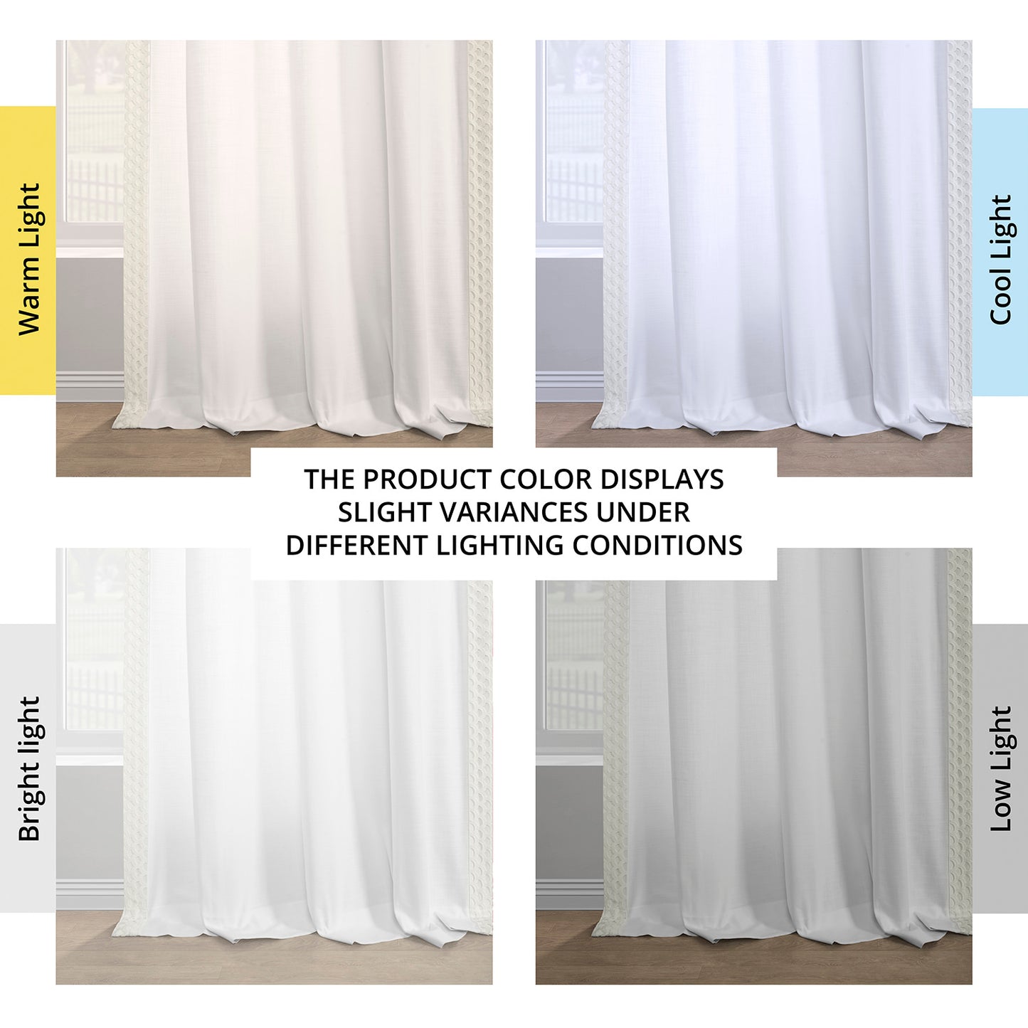 Scalloped White Bordered Modern Hampton Textured Cotton Light Filtering Curtain