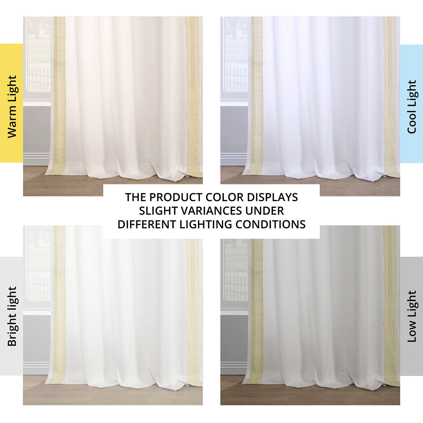 Ridge Lattice White Bordered Modern Hampton Textured Cotton Light Filtering Curtain