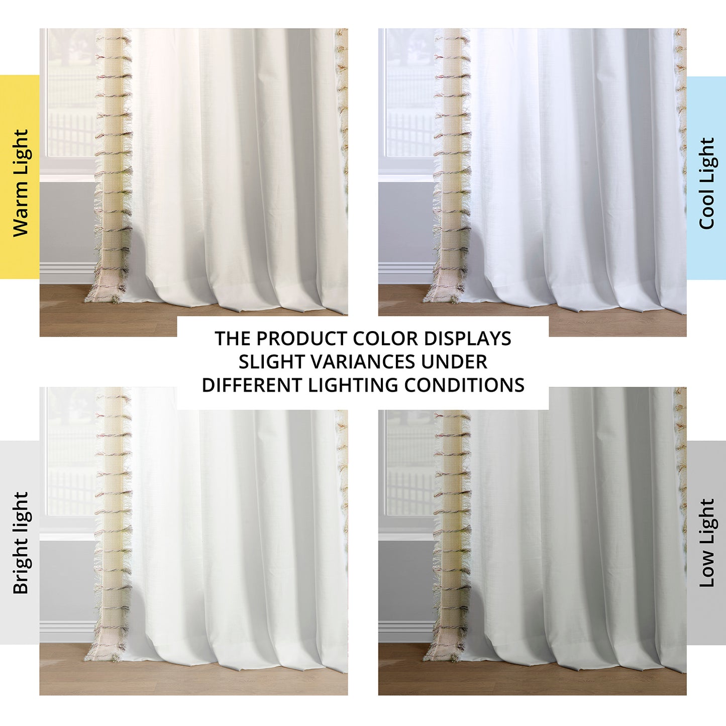 Melford White Bordered Modern Hampton Textured Cotton Light Filtering Curtain