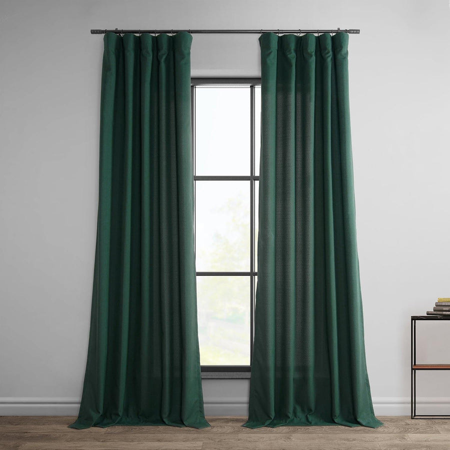 Deep Green Dobby Linen Curtain - HalfPriceDrapes.com
