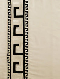 Greco Ivory Geometric Embroidered Designer Faux Silk Swatch