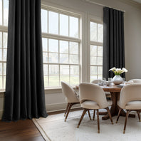 Essential Black Textured Faux Linen Custom Curtain