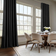 Essential Black Textured Faux Linen Custom Curtain