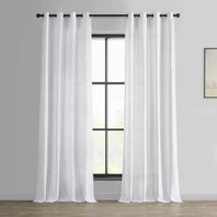 Rice White Grommet Heavy Faux Linen Curtain