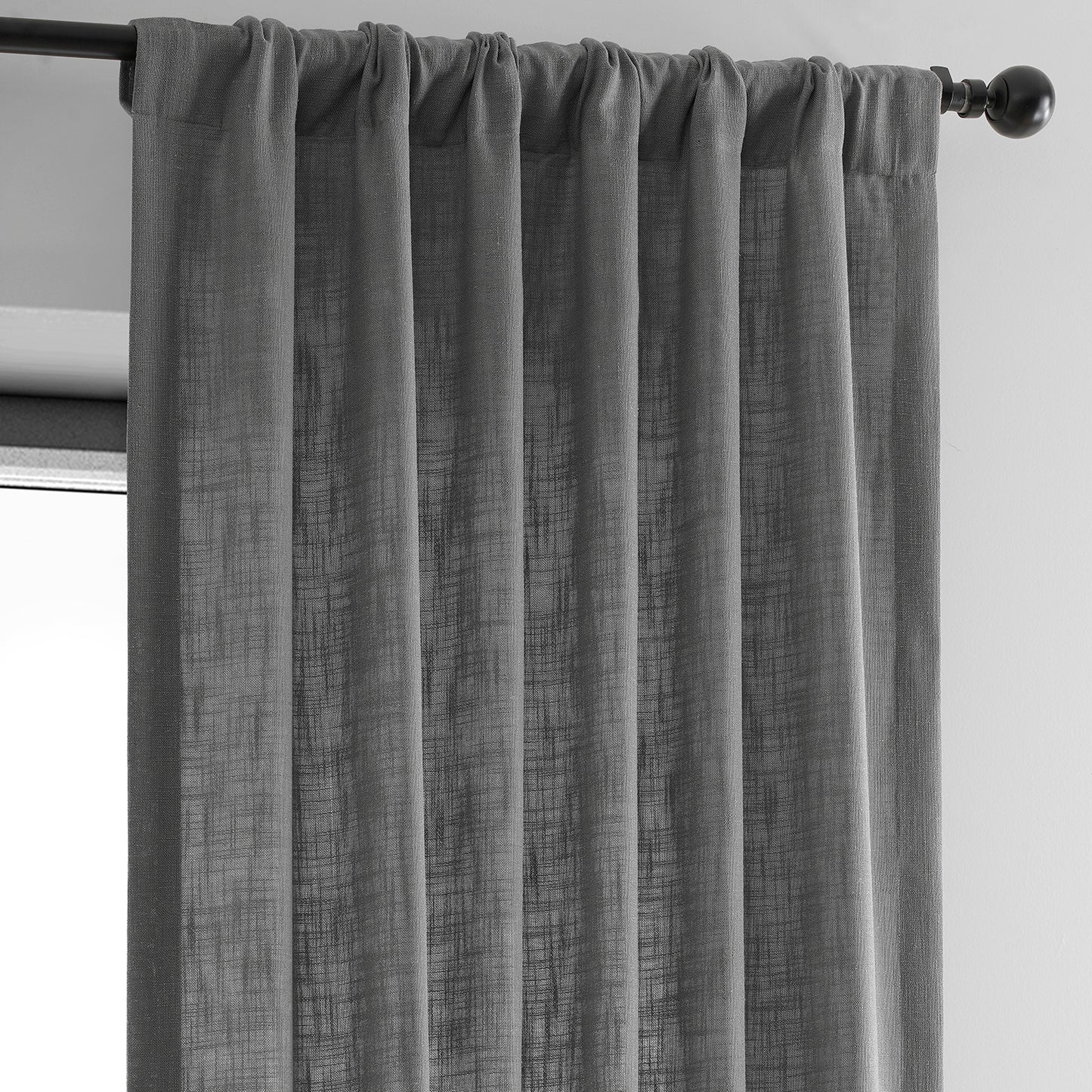 Pewter Grey Heavy Faux Linen Custom Curtain