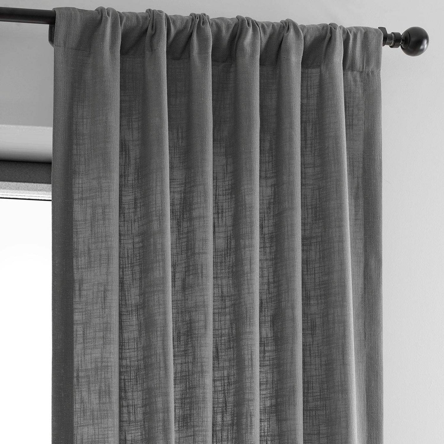 Pewter Grey Heavy Faux Linen Custom Curtain