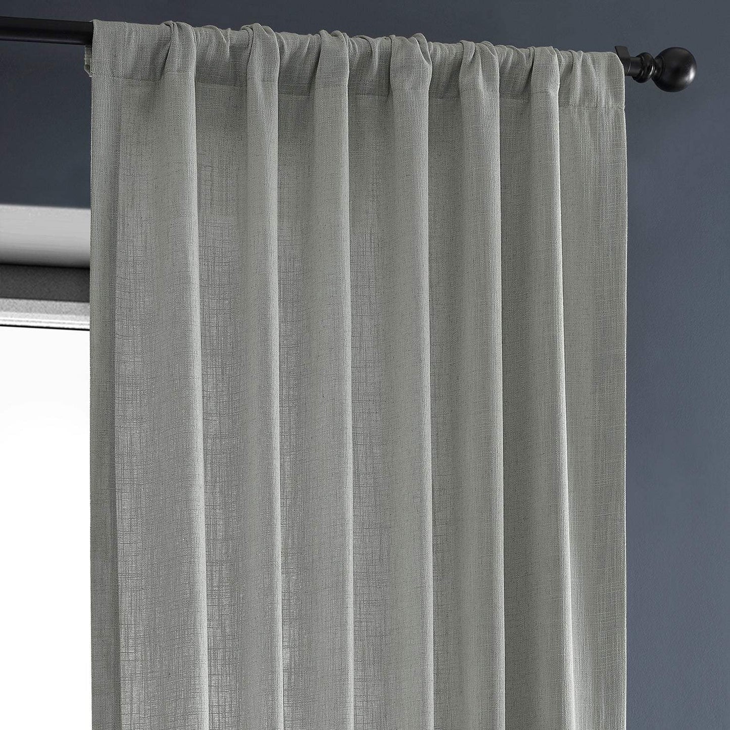 Ash Grey Heavy Faux Linen Custom Curtain