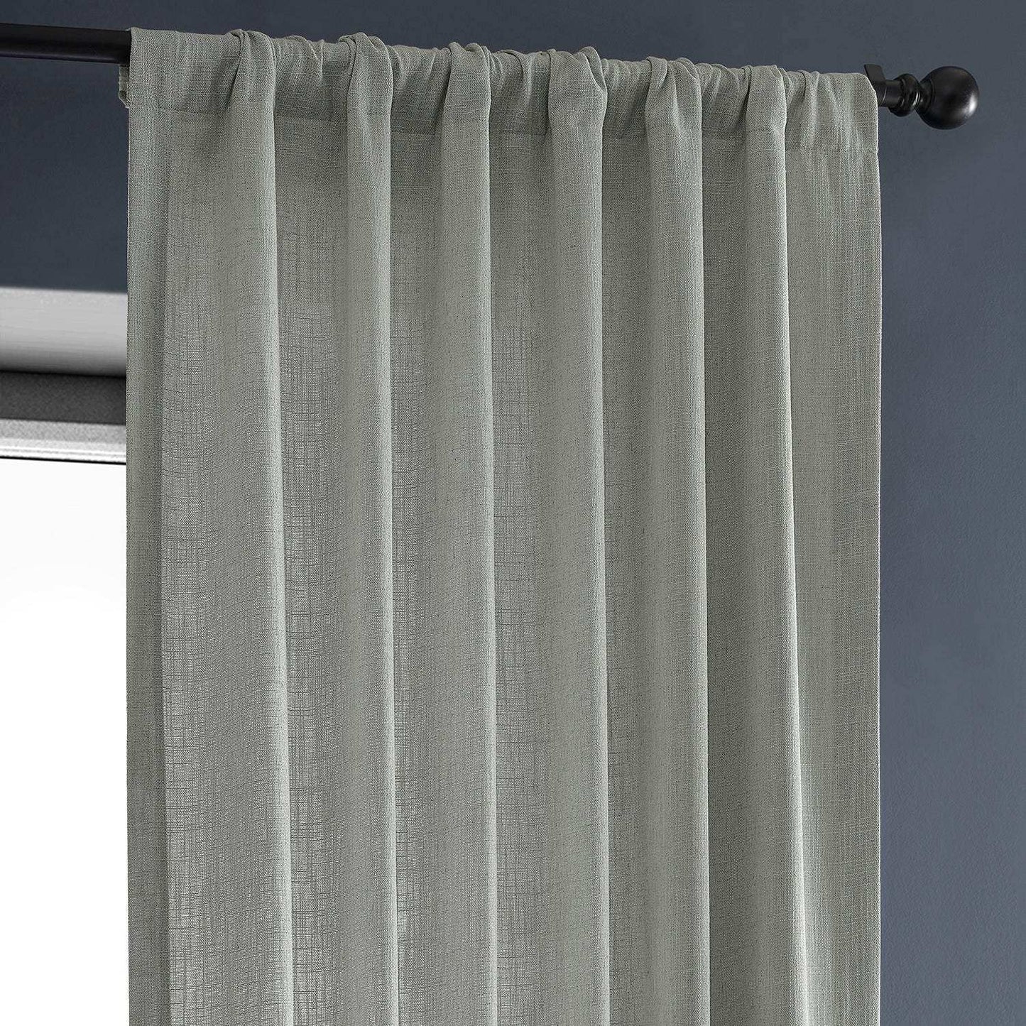 Ash Grey Heavy Faux Linen Custom Curtain