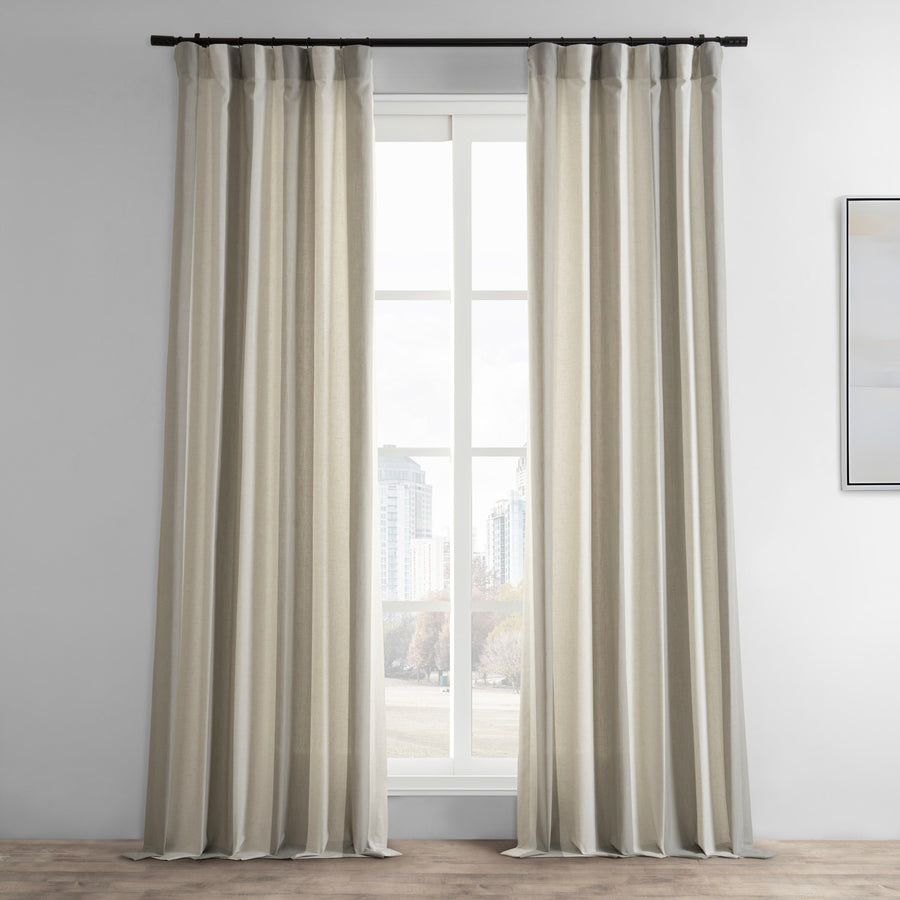 Del Mar Stone Striped Linen Blend Curtain